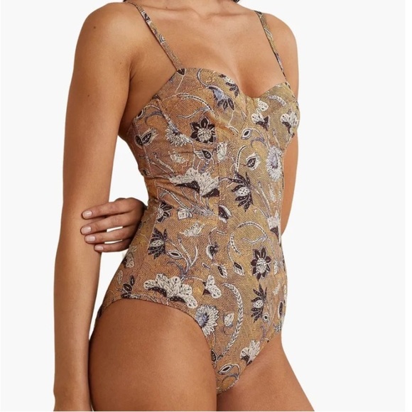 Ulla Johnson- Multicolored Floral Underwire One Piece Swimsuit - Picture 1 of 9